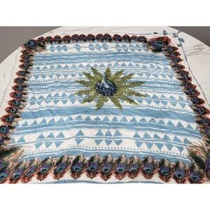 NEW STUNNING Look By M peacock lightweaight scarf head wrap neck cotton‎ blue